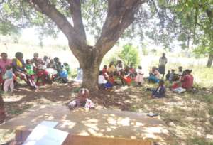Mothers with their babies gathered for MCH clinic