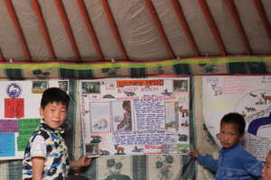 Colourful posters show what they have learned