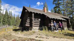 RTF's Celeste (L) and team at Dr Jay's old cabin