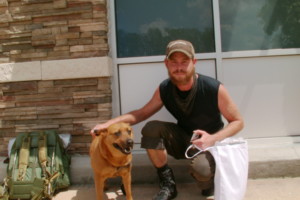 Mark and his dog homeless Vet in Richmond, VA
