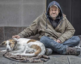 Homeless Veteran with his dog