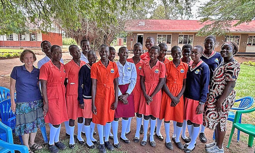 Carol & Paska with Secondary Girls at School