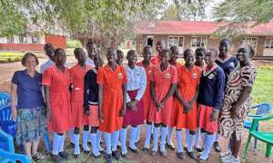 Carol & Paska with Secondary Girls at School