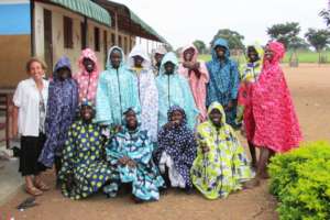 Carol with 6th Grade Girls in New Rain Coats