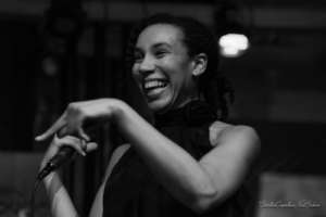 Sandra Performing at the Open Mic