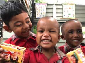 Tiny-tots enjoying visit of 'In-the-field' officer