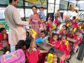 sweets being distributed