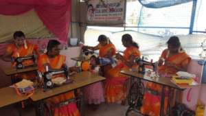 Women attending the sewing course