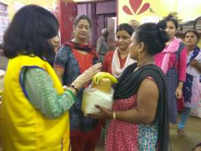 free groceries being distributed as a donation