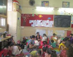 Beneficiaries engaged in art and craft activity