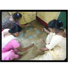 Umeed beneficiaries involved in rangoli making