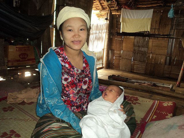 Mother happy with baby wrap