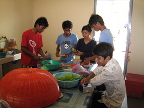 A team effort to prepare dinner