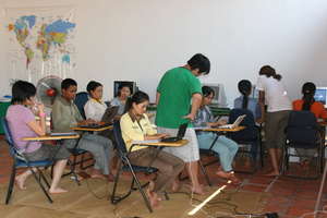 Computer lessons for the Cambodian Carers