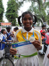 Anjali with her 100m medal