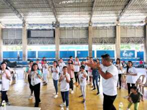 The girls learning the basic of self-defense.