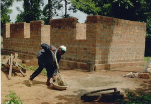 The almost finished rough construction of the first house