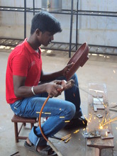 Ravichandran practicing welding during his course