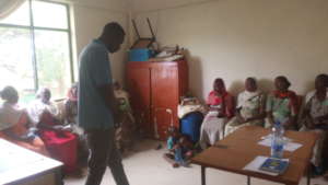 Social worker giving training