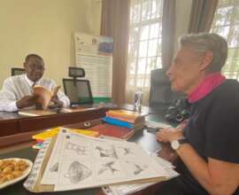 Katy meeting the Hon. Minister Professor Mkenda