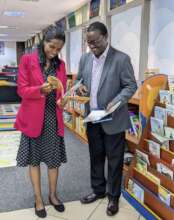 Damian with Flora at the National Library
