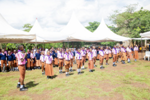 The pupils of Bright perform for the DEO