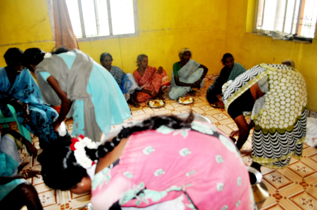 Food to starvating neglected elderly women
