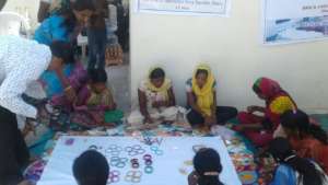 Bangle making for the children in this project