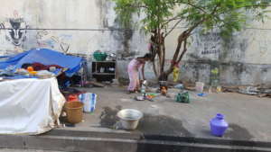 Women living in the street of Puducherry
