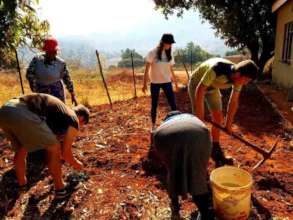 Volunteers helping make a vegetable Garden