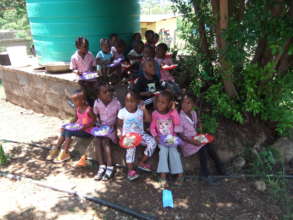 Children having their second meal of the day