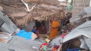 Damaged hut