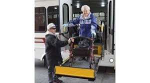 Senior Getting off the Bus