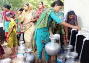 Women are collecting fresh water