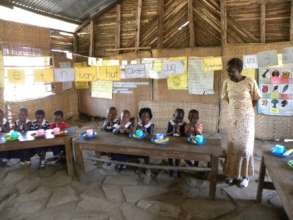 Primary class eating lunch