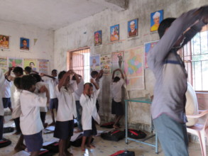 Ishwar and the children of Chiliguda School