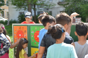 Children doing activities at the Mobile School