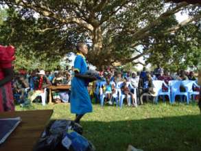 Distribution to girls at project launch