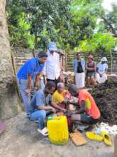 Training local farmers to make biochar bricks
