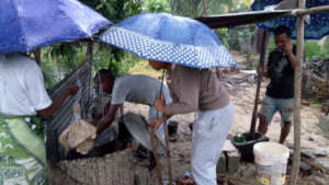 Dyeing textiles in the rain