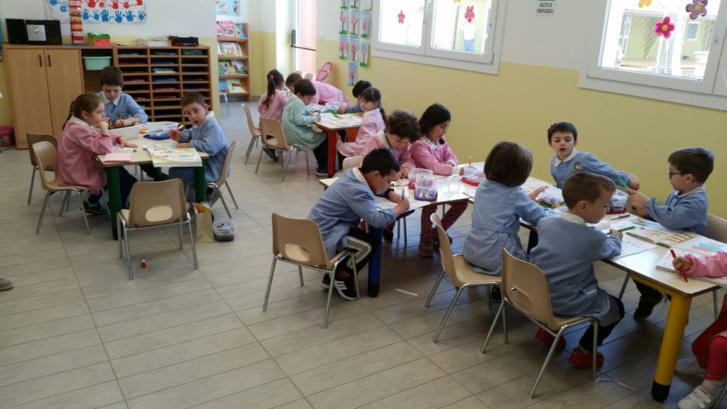 Children in their new school