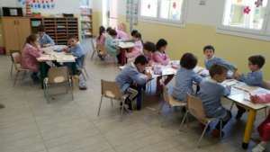 Children in their new school