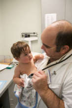 Infant at a Direct Relief-supported clinic