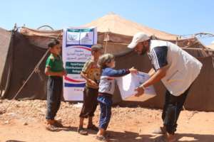 Children are happy to receive relief goods