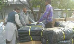 Packing of relief goods for Syrian refugees