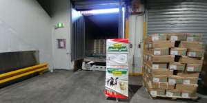 Food packets being prepared for the camps.