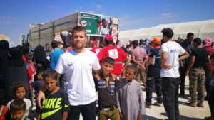 Distribution of relief goods in relief camps.