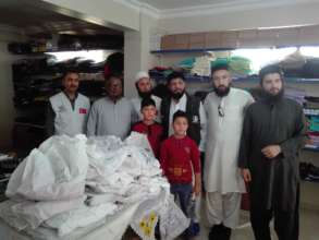 Relief goods being distribution among the refugees