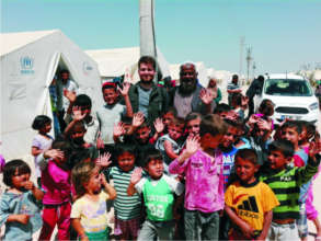 Syrian Children with Project Leader.