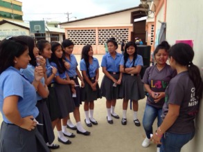 Girls presenting during the open house